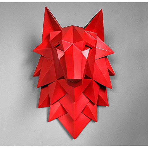 QWERWEFR Dekoration Zubehör Wolf Kopf Skulptur Wand Hängen Dekor Nordic 3D Statue Wohnzimmer Wandbild Kreative Bar Cafe Kunsthandwerk,C Cover