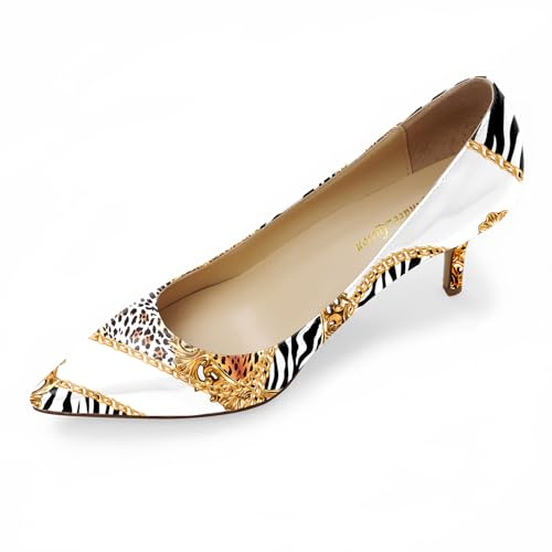 Image of Reindee Lusion Womens Low Kitten Comfortable High Heels Music Note Printed Closed Toe Sexy Pumps Shoes