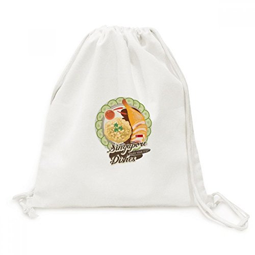 Morral de cordones arroz con pollo Hainan Singapur bolsa de tela flexible