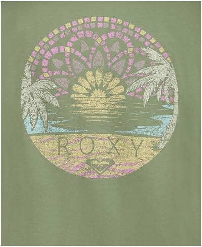 Image of Roxy Girls' Short Sleeve Boyfriend Fit Logo Tee, Crew Neck Graphic T-Shirt, Soft & Comfortable