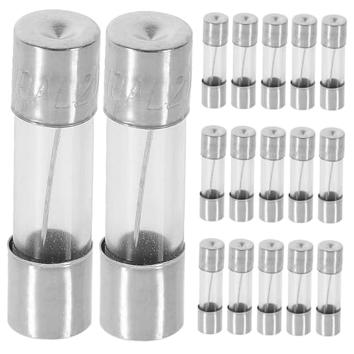 Yardenfun 100 Stück Glassicherung Feinsicherung für Kfz Pkw Auto Stromkreisschutz mit Kupferkappen Langlebige Glasrohrsicherung Vielseitig Einsetzbar