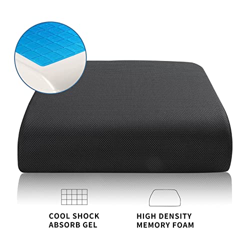 Youfi Large Seat Cushion For Desk Chair, 19 X 17.5 X 4 Inch Thick Memory Foam, With Cooling Gel Layer And Non-Slip Bottom, Chair Cushion For Home Office #TOP1