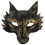 Abaodam Fox Mask Half Face Animal Masquerade Mask for Halloween Costume Party Cosplay with Adjustable Strap 9.8X9.1 Inch Lightweight Foam