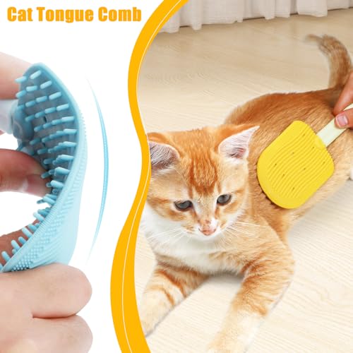 Image of One Pcs Cat Tongue Comb, Silicone Cat Brushs for Indoor Cats for Long Haired Cats, Cat Grooming Brush dematting comb for cats to Remove Fur Reducing Hairballs