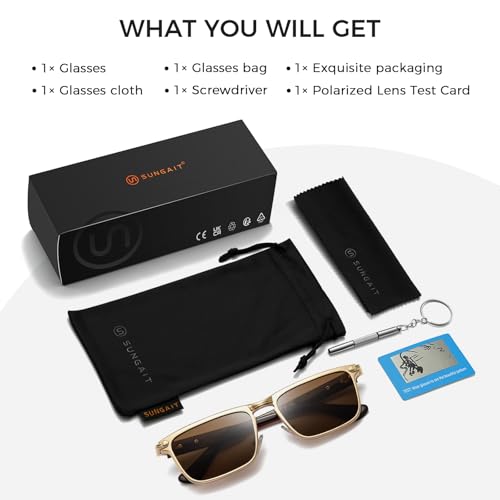 Image of SUNGAIT Polygon Aviator Sunglasses Men Old School Style Adjustable Anti-slip Temples Polarized Lens for Driving Fishing