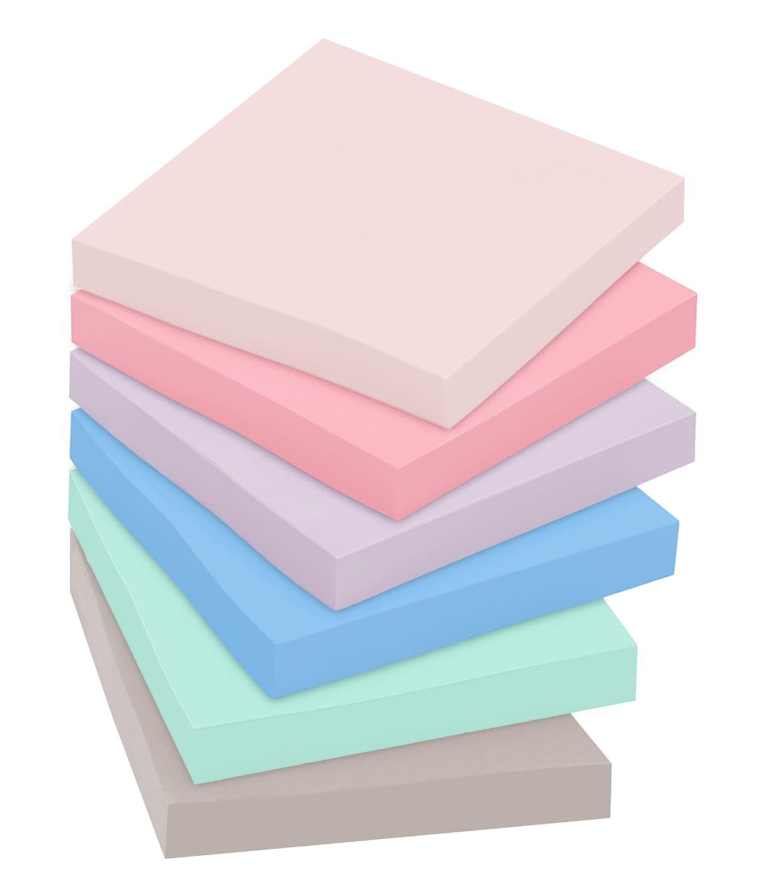 Post-it Super Sticky Riciclato Notes, 5 Colori Pastello, Bastoncini e Resticks, 7,6 x 7,6 cm