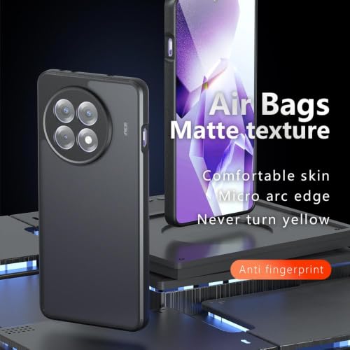 Image of Matte PC + TPU Back Cover Case for OnePlus 13r, Air Bag Protection, Anti-Fingerprint, Micro Arc Edge, Never Turns Yellow, Skin-Friendly Feel, Black