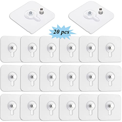 Ruucy Lot de 20 Adhesif Accroche Tableau Sans Percer, Transparent Attache Cadre Adhésif pour Accroche Cadres Photo, Miroir, Art Mural, Lumières Décoratives, Sans Trou Cover