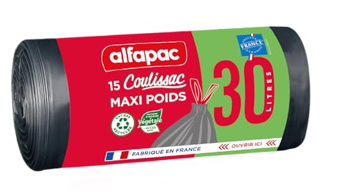alfapac - 15 sacs 30L coulissac maxi poids - fabriqués en France