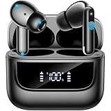 Wireless Earbuds Bluetooth 5.4, 6 Mic ENC Noise Cancelling Clear Call, in Ear Buds Deep Bass HiFi Stereo Sound, Big Dual LED Display 48H Playtime Earphones IPX7 Waterproof Headphones Android iOS Black