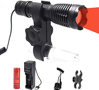 WindFire Red Light LED Torch, Zoomable 2000 Lumens Coyote Hog Varmint Hunting Torch, Waterproof Flashlight with Scope Mount, Pressure Switch & Battery, for Night Observation, Astronomy