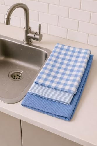 Miniatura 3 de Damdam Go Paño De Cocina, Absorbente Y Resistente, Diseño Elegante Para Cocina, Juego De Trapos Suaves, 50 X 50 Cm, Pack 3 Unidades