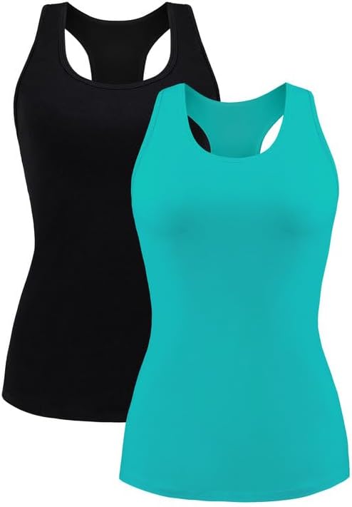 beautyin Women Tank Top with Shelf Bra Racerback Workout Yoga Tops Undershirt