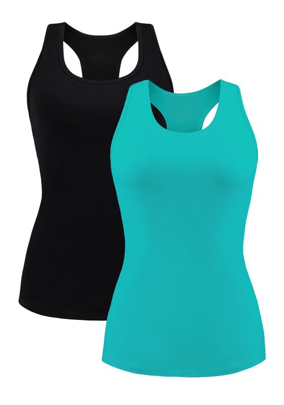 Image of beautyin Women Tank Top with Shelf Bra Racerback Workout Yoga Undershirt
