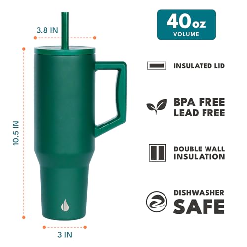 Image of Elemental Spill Proof 40oz Insulated Tumbler with Handle & Straw Travel Mug
