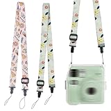 【Inclus dans le Paquet】Vous recevrez deux Sangle Appareil Photo, une rose et une violette. Motif de dessin animé, mignon et amusant, ajoutez une touche de mode à votre appareil photo. La combinaison de couleurs vives et de motifs de dessins animés procure une sensation agréable.