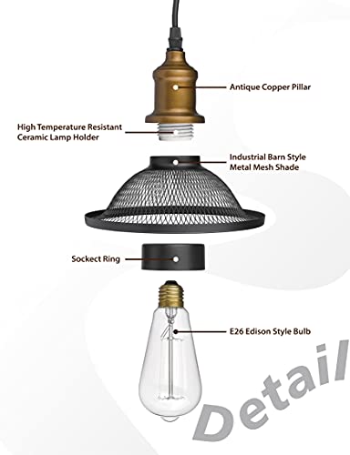 Yeehome Pendant Lighting,Farmhouse Hanging Light Fixture, Industrial Black Pendant Lights For Hallway Kitchen Island Dining Room Living Room #TOP5