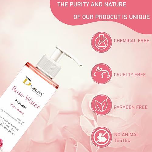 Image of Drontika Wild & Pure Rose Water Fairness Face Wash - Brightening & Hydrating Cleanser for Radiant, Even Skin Tone 100ml.