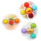 3-teiliges Saugnapf-Spinner-Spielzeug, Kreisel, Baby-Badespielzeug, Geburtstagsgeschenke für Babys für 1-jährige Jungen und Mädchen, Sensorisches Spielzeug für Kleinkinder 1–3 (Eine Sonne)