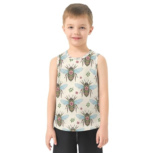 J JOYSAY Cute Animal Flower Leave Boys Tank Top Sleeveless Muscle Shirts Quick Dry Sport Active Workout Kids T-Shirts 3-15T2