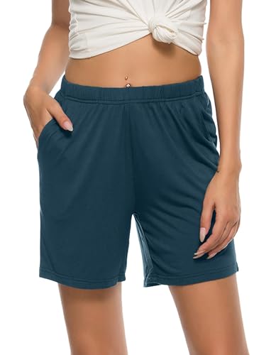 Image of JINSHI Womens Pajama Shorts Soft Comfortable Lightweight Elastic Drawstring Modal Pajama Bottoms Lounge Shorts with Pockets