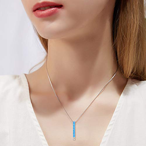 Winnicaca Sterling Silver Bar Necklaces For Women Blue Opal Necklace Bar Necklace Inspirational Faith Hope Love Necklace Opal Jewelry Gifts For Women Girls Nurse Birthday #TOP5