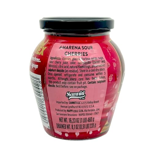 Sanniti REX Italian Amarena Cherries in Syrup, 16.23 Ounce