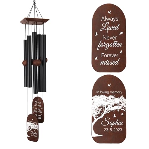 Image of ASTARIN Personalized Memorial Wind Chiems for Outside, 38 inch Sympathy with 5 Heavy Aluminum Tubes, Outdoor Deep Tone Wind Chimes Gift for Loss of Loved One, Hanging on The Porch Garden Patio Yard