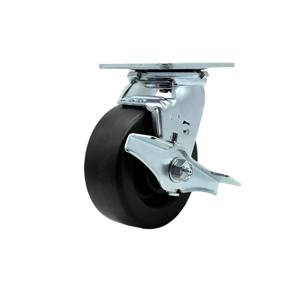 Stainless Steel Heavy Duty Swivel Top Plate Caster with Top Lock Brake and 8 Inch Polyolefin Wheel with Ball Bearings - 900 lbs. Capacity/Caster - Service Caster Brand