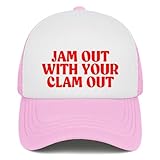 sxmluedn Funny Trucker Hat Jam Out with Your Clam Out Gag Gifts Snapback Hat Drinking Joke Baseball Cap for Men Women