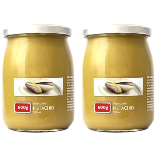 Pisti Cream of Pistachio from Sicily 21.2 Ounce (600g) | Artisanal Italian Nut Spread | Enjoy with Bread and Biscuits - Pack of 2