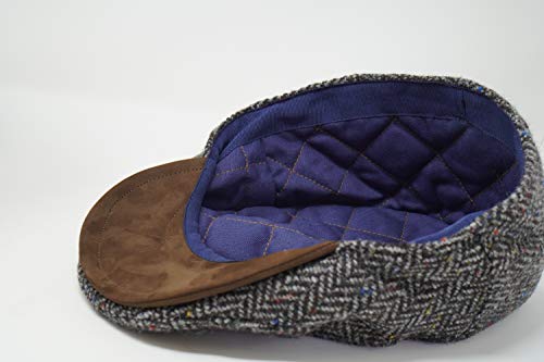 Borges & Scott The Sloan - Irish Tweed And Nubuck Leather Flat Cap - Pebble Hb - Small #TOP5