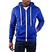 Ohoo Mens Slim Fit Zip Up Hoodie Cotton Blend Soft Fabric Basic Layering Comfy Jacket with Hidden Smart Pocket / DCF002-BLUE-L