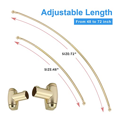 Toprod Curved Gold Shower Curtain Rod & 12 Pcs Gold Double Sided Shower Curtain Hooks #TOP5