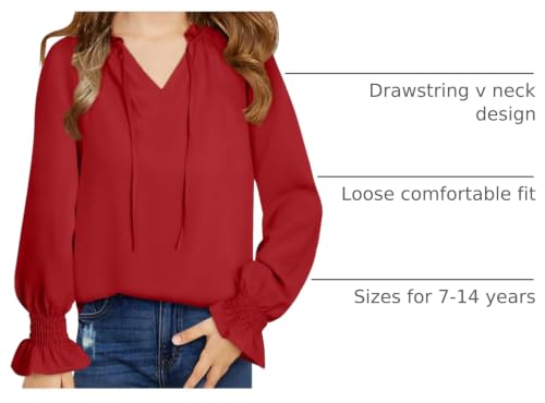 Image of DOKOTOO KIDS Girls Dress Shirt Long Sleeve Blouse Fall Tops Size 7-15 Years