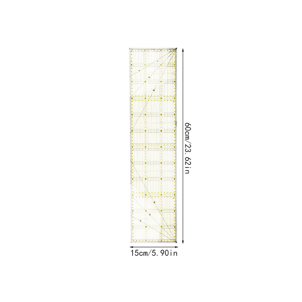 Set di 5 righelli per patchwork in scala trasparente, guida per tessuto, sartoria, cucito, modellino per vestiti, disegno, ufficio, strumento di misurazione, 15 x 60 cm, orizzontale