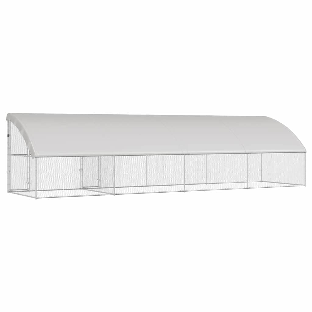 Klatka dla kurczaka z ocynkowanej stali, 4 sztuki, 800 x 200 x 200 cm, z wodoszczelnym daszkiem z siatki i zamykanym systemem ryglowania dla bezpiecznego wybiegu na zewnątrz i ochrony przed