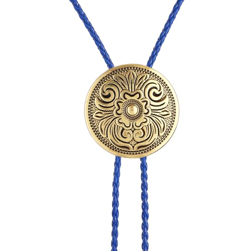 Image of GelConnie Floral Bolo Tie for Men Womens Bolo Tie Necklace Native American Black Men's Bolo Ties Western Cowboy Bolero Ties