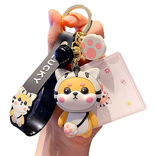 Shining crown Porte-clés pour femmes, porte-clés mignon, pendentif de dessin animé Shiba Inu porte-clés, pendentif de sac, Noir , 40
