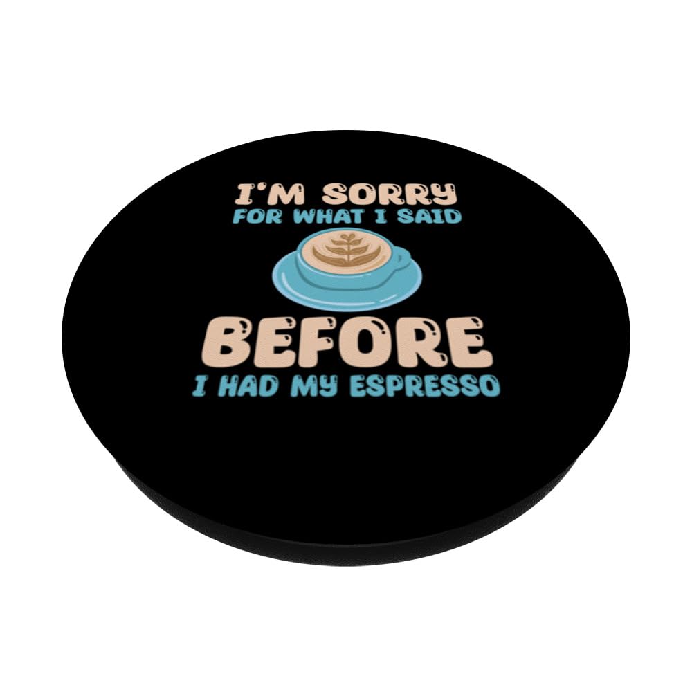 Funny Espresso Fellow Outfit Love Drinking Coffee PopSockets Swappable PopGrip, Black - Image 2