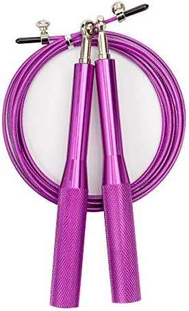 DIFFLIFE 2019 New Speed Jump Rope with Aluminum Handle - Jumping Rope for CrossFit, Boxing, MMA, Fitness Workout, Cardio Exercise, Fits All Ages(Purple) (YUNDA)
