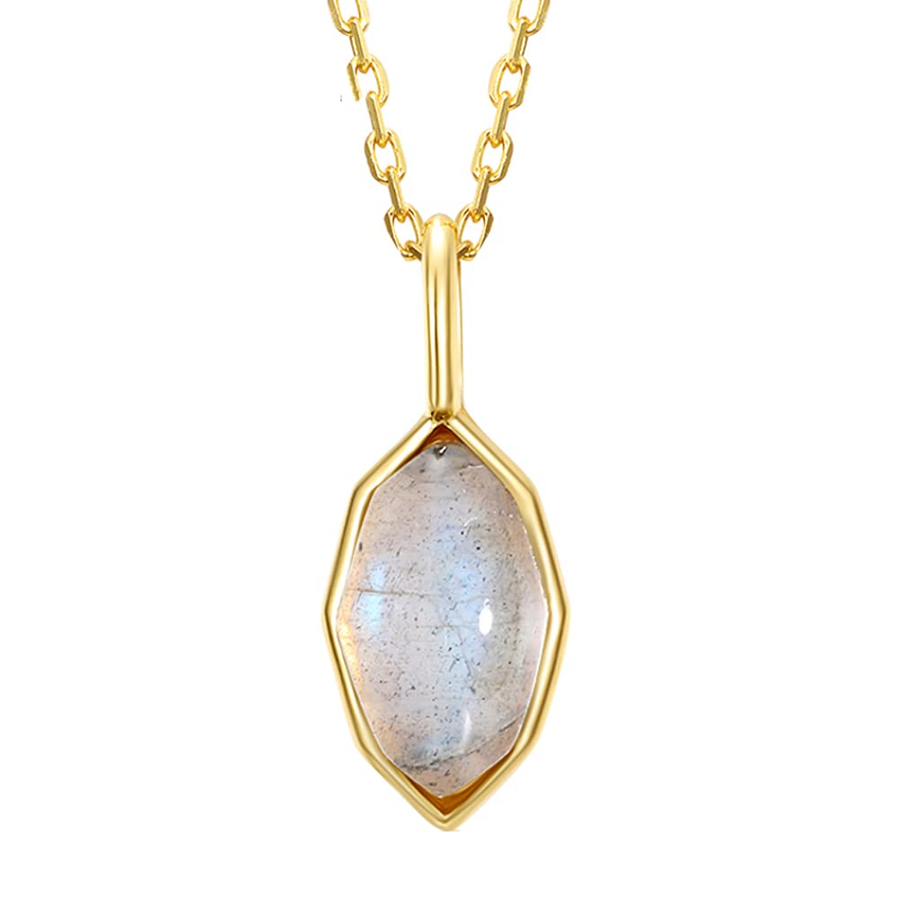 HJMMWT Anhänger Halsketten für Frauen 100% geometrischer natürlicher Labradorit Edelstein Hochzeit Schmuck Halskette in China hergestellt