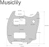 Musiclily Pro 9-Hole Pickguard for Squier Mustang HH Guitar 3Ply Black | for Sonic 4