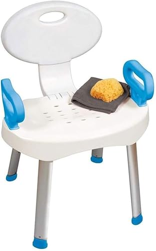 Carex E-Z Bath and Shower Seat with Handles - Shower Chair with Back for Elderly, Seniors, Handicap - Sturdy Frame - Supports Up to 300 Pounds