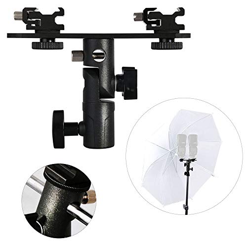 Toazoe Camera Speedlite Mount Dual Hot Shoe Flash Bracket Swivel Light Stand Adapter Umbrella Reflector Holder For Camera Nikon Pentax Olympus Dslr Flash Speedlite Led Light #TOP4