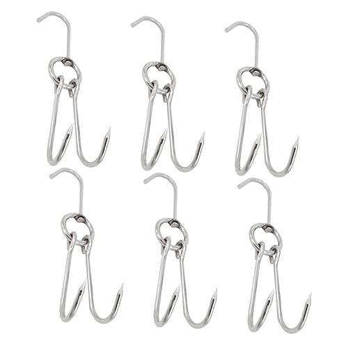 Ciieeo Crochet à Viande En Acier Inoxydable Double 4 Mm x 24 Cm Antirouille Suspendre De Rôti Et Séchage De Viande Lot De 6 Pièces Professionnel Boucherie Barbecue Fumage