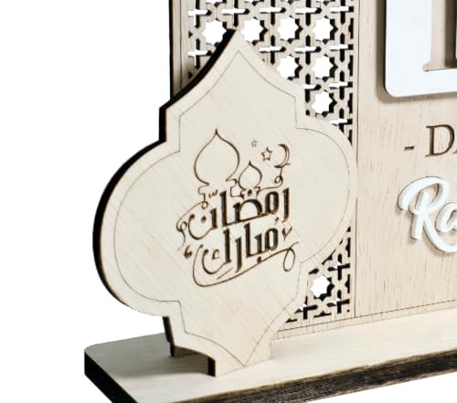 Image of SVM CRAFT Wooden Ramadan Calendar Ramadan Mubarak Decor Eid Decoration Sign Ramadan Kareem Islamic Table Decor Ramadan Gifts, Ramadan to Eid Countdown Calender