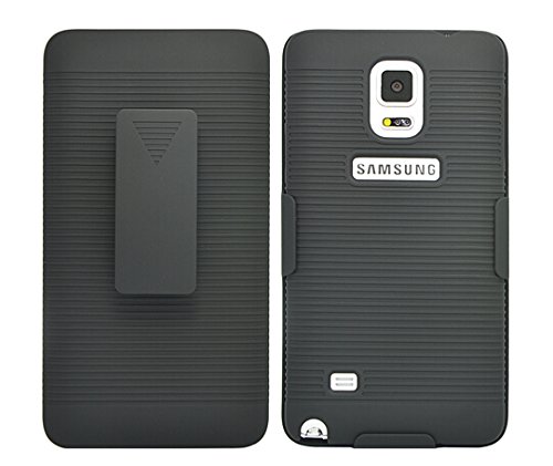 Galaxy Note 4 Case - Belt Clip Holster Cover Shell Kickstand Horizontal Ribbed Design Black New, Samsung Galaxy Note 4