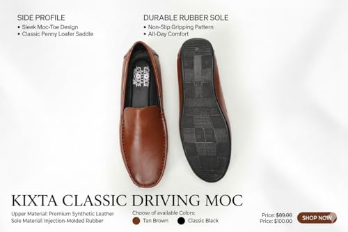 Image of Classic Driving Loafer, Full-Grain Leather, Slip-On, Perforated, Non-Slip Sole, Men's