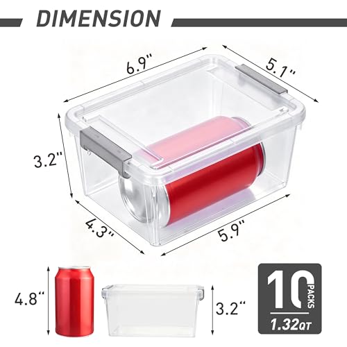 Image of Citylife 1.3 QT 10 Pack Small Storage Bins Plastic Storage Container Stackable Box with Lids for Organizing, Clear White
